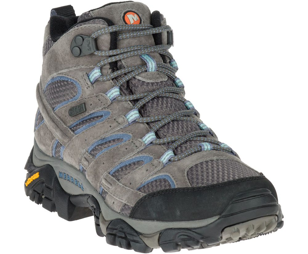 Merrell Boots Grey - Moab 2 Mid Waterproof Wide Width - Womens 08UGTVRFC